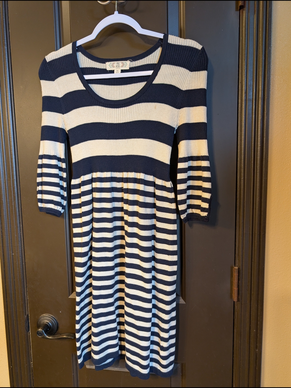 Striped Navy and White Knit Dress